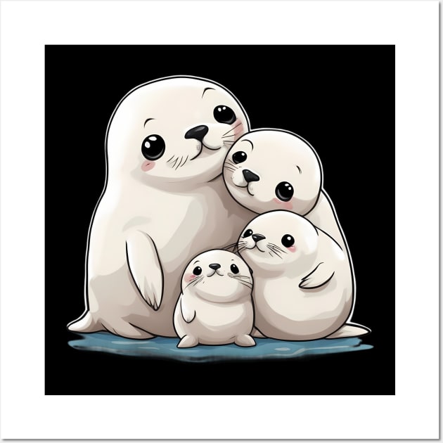 Arctic Seal Family Wall Art by animegirlnft